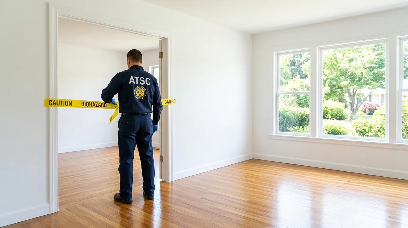 Certified biohazard cleanup crew performing Decomposition Cleanup in Moores Mill